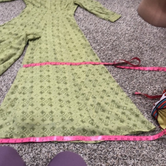 Ridhi Mehra x Indya Wide Leg Flare Jumpsuit Size XS Green Gold Print - Picture 9 of 12